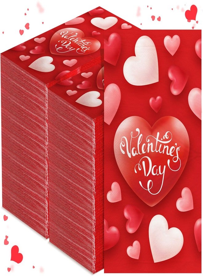 Sayglossy مجموعة مناديل Sayglossy لعيد الحب، 200 قطعة، طبقتان، ورقية للاستخدام مرة واحدة، مناسبة للغداء واليدين، مزينة بقلوب حمراء، مثالية للحفلات والمناسبات الخاصة، مناديل كوكتيل ومشروبات، مثالية للمنزل والعشاء والمطبخ والحمام، ولوازم حفلات عيد الحب. - Image 1